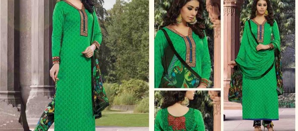 Green Cotton Designer Churidar Kameez