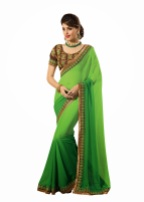 Green Georgette Designer Saree With Blouse