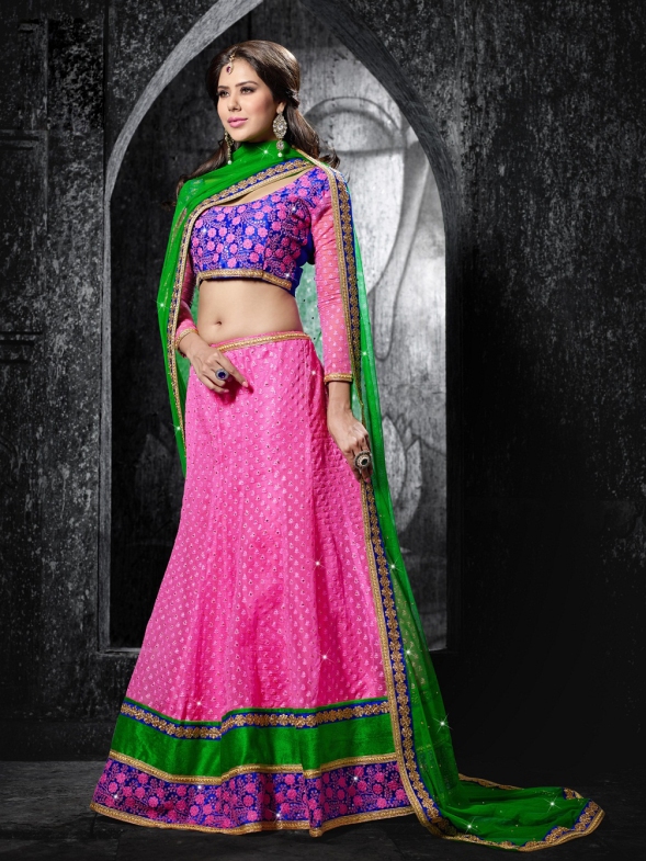 Amazing Pink Net Party Wear Lehenga Choli