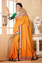 Yellow Silk Designer Saree With Blouse