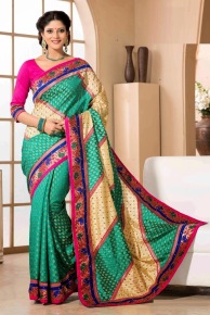 Green Silk Designer Saree With Blouse