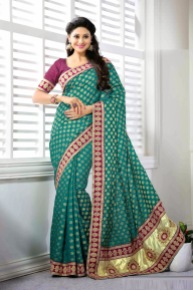 Green Silk Party Wear Saree With Blouse