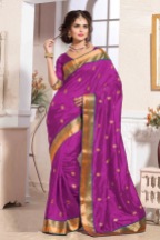 Magenta Art Silk Wedding Saree With Blouse