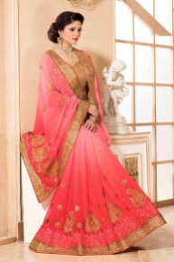 Pink Chiffon Designer Saree With Blouse