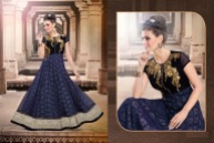 Blue and Black Net Festival Anarkali Suits With Dupatta