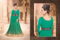 Green Net Indian Anarkali Suits With Dupatta