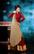 Maroon Georgette Indian Anarkali Suits With Dupatta