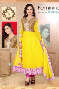 Yellow Georgette Anarkali Suits With Dupatta
