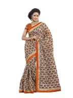 Beige Cotton Party Wear Saree With Blouse