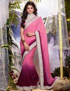 Jennifer Winget Pink Georgette Saree With Blouse