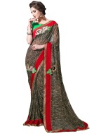 Brown Georgette Party Wear Saree With Blouse