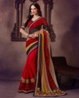 Maroon and Cream Georgette Wedding Saree With Blouse