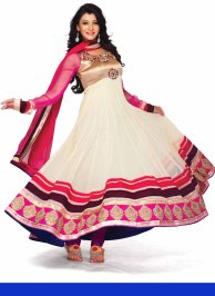 Off White and Gold Georgette Festival Anarkali Suits
