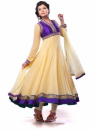 Cream and Navy Blue Georgette Festival Anarkali Suits