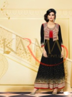 Black and Red Georgette Indian Anarkali Suits With Dupatta