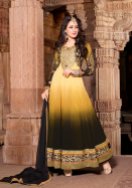 Black and Yellow Georgette Indian Anarkali Suits