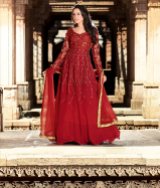 Red Georgette Designer Anarkali Suits With Dupatta